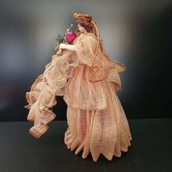 Sinamay Angel Christmas Tree Topper 11.5 Tall Holiday Ornament Figurine Decor - Picture 6 of 10